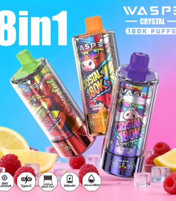 Disposable Vape Crystal Waspe 180k Puffs 8 In1 Flavor 180K Vape